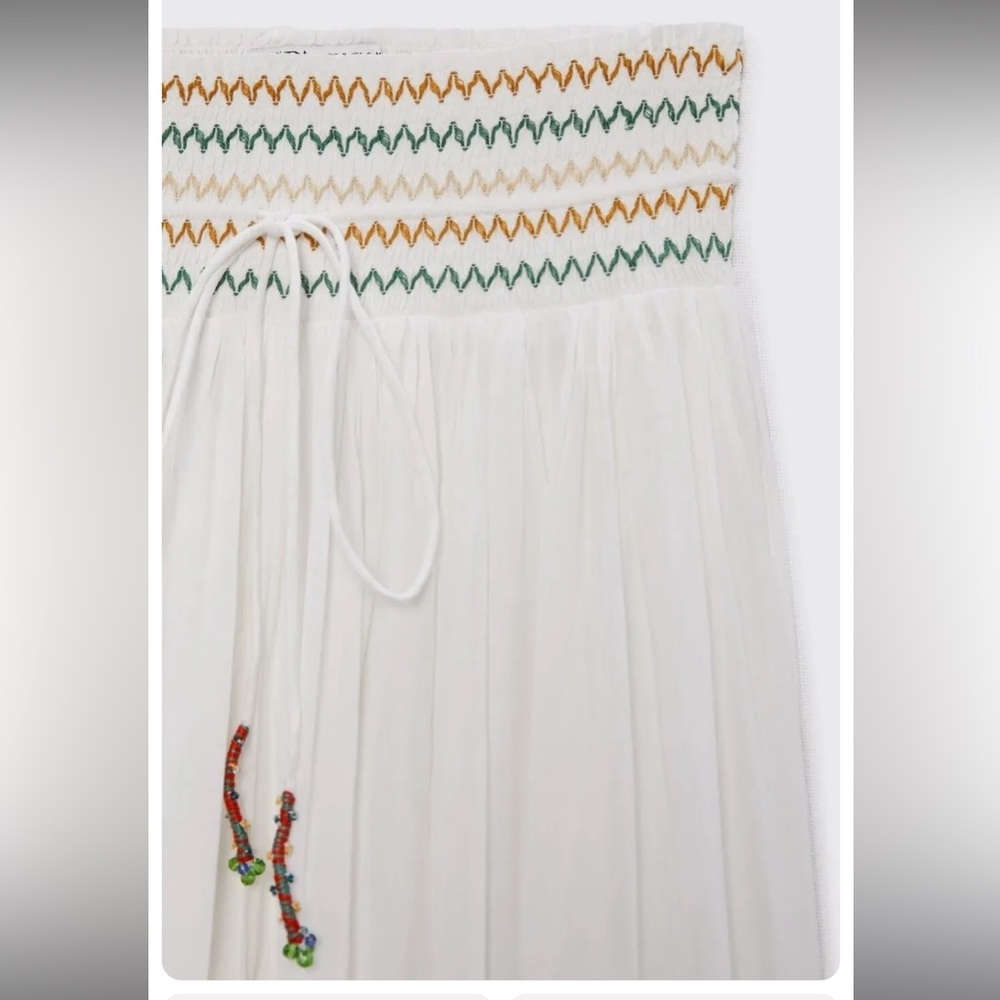 Zara LONG EMBROIDERED SKIRT Ecru - Picture 6 of 6